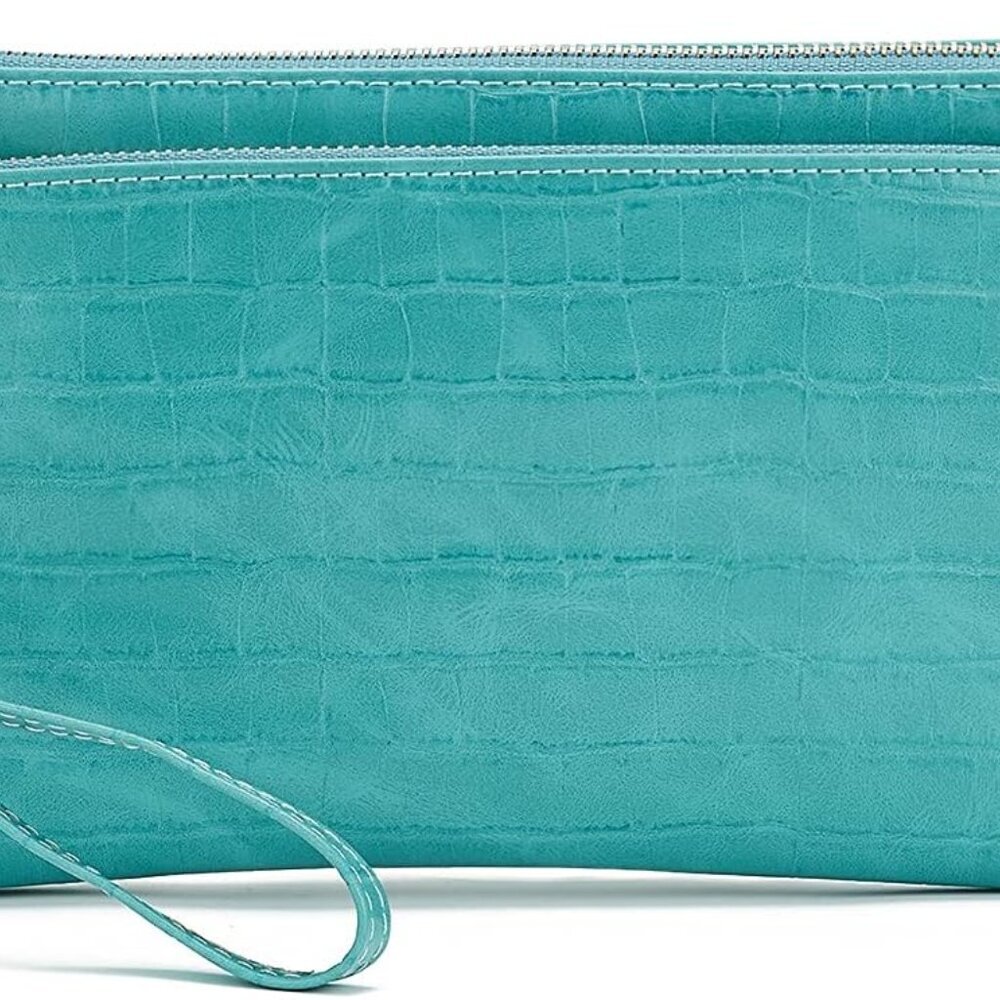Triple Zip Small Crossbody Bag Lightweight Purses Vegan Leather Wristlet Clutch,